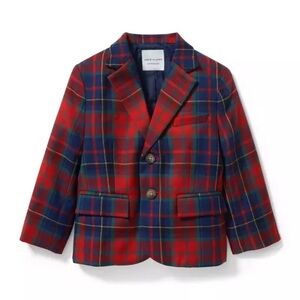 Janie and Jack Plaid Wool Blazer in Ruby Plaid size 12-18mos